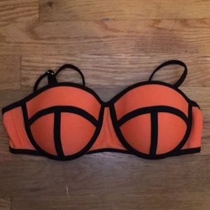 Orange and Black Push Up Bikini Top